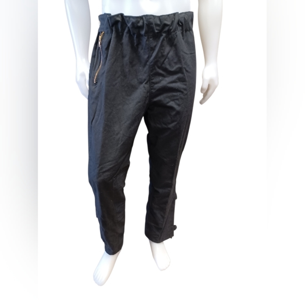 Belstaff Vintage Waxed Cotton Black Moto Pants Size Large